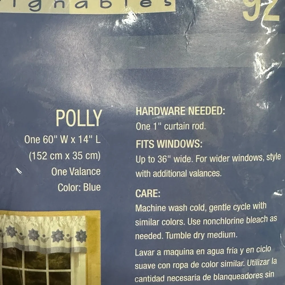 Vintage Corona Curtain Valence POLLY Blue Flowers‎ Designables Country Kitchen